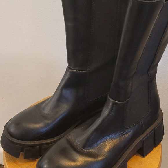 L'Intervalle women's black leather boots - Picture 5 of 11